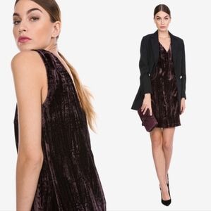 French connection mini dress Purple crush velvet v neck sz 2 dark romantic